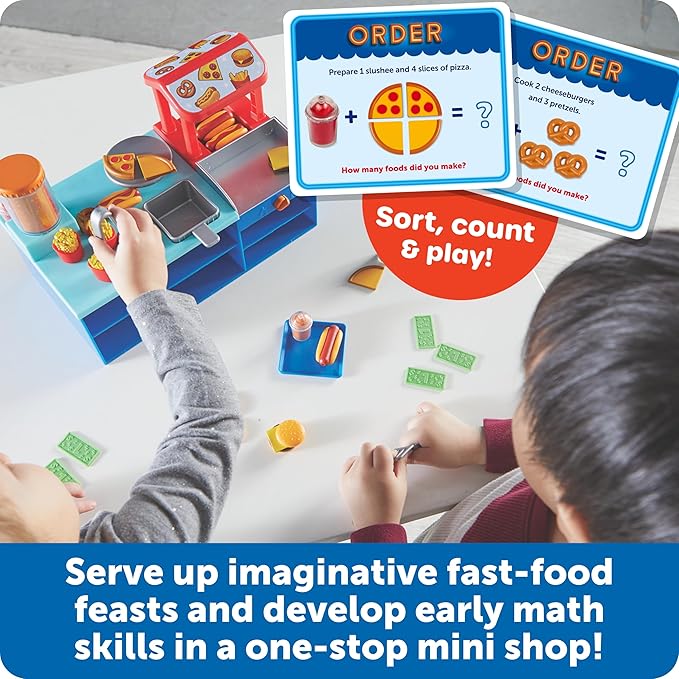 Learning Resources Mini Snack Shop Sorting Set, Play Food Shop, Role Play Store, Kids Kitchen Playset Accessories, Cooking Games, Fine Motor Skills, Toddler Toys, Girl and Boy Birthday Gift