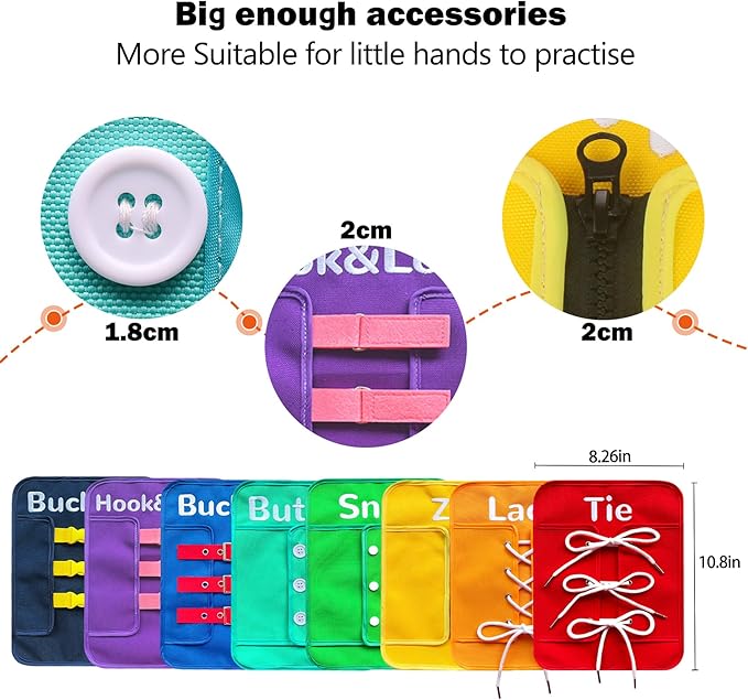 Montessori Fine Motor Toys for Toddlers, Basic Life Skills Early Learning Sensory Toys for 2 3 4 5 Year Old Xmas Gifts, Learn to Dress Preschool Homeschool Kindergarten Must Haves