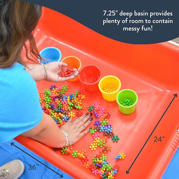 Children's Factory Medium Sensory Table and Lid – 24″ Height, Sandbox with Lid, Water Table for Kids, Red