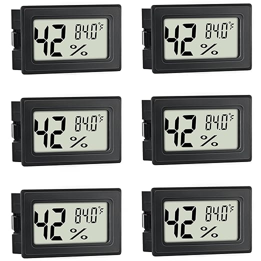 Mini Hygrometer Indoor Humidity Meter Hygrometer Thermometers 6 Pack Humidity Meters Gauge Hygrometer Mini Digital Thermometer Hygrometer with Fahrenheit (℉) for Humidors, Greenhouse, Garden, Cellar