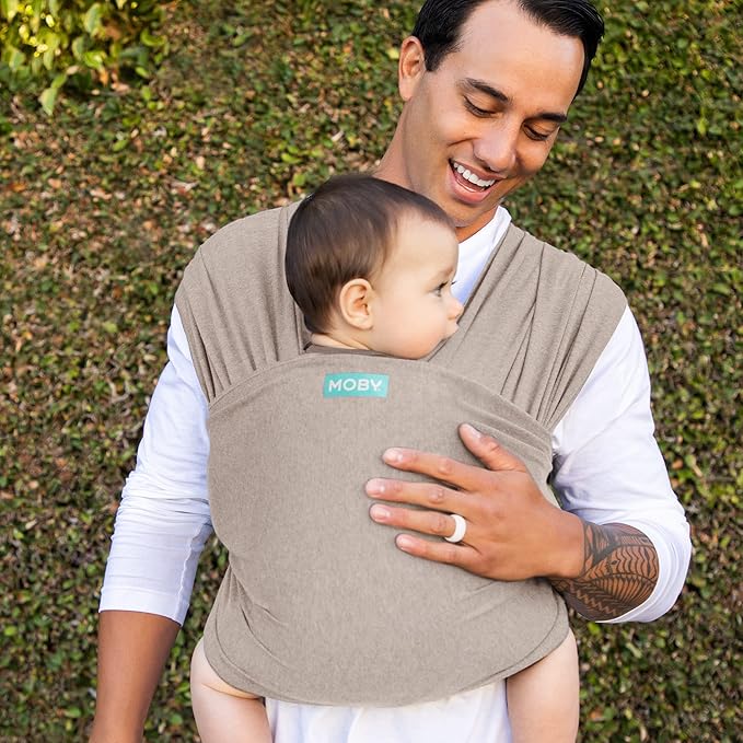 Moby Baby Wrap Carrier Element for Newborns to Toddlers (8-33lbs), Infant Sling Carrier, Ultra Lightweight & Hands Free Design, Adjustable for All Body Types (Taupe)