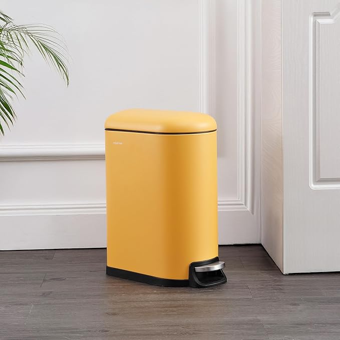 happimess HPM1009L Roland Mini 2.6-Gallon Step-Open Trash Can, Daffodil Yellow Home, Kitchen, Bathroom, Living Room, Office