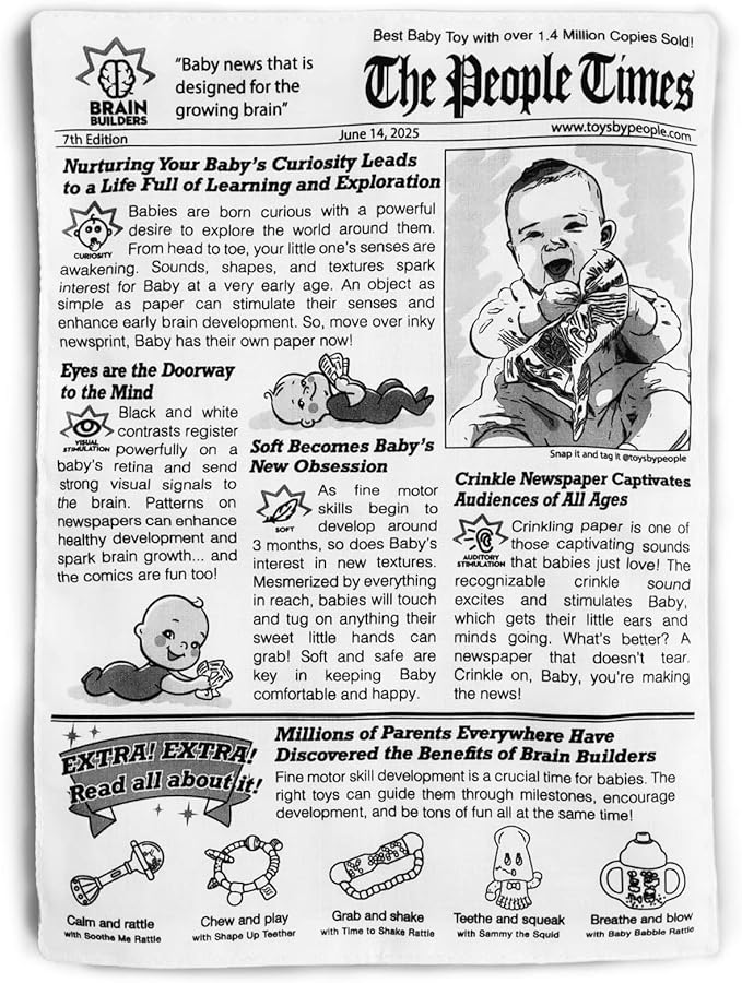 People Brain Builders: Baby Newspaper - Crinkly Baby Toy