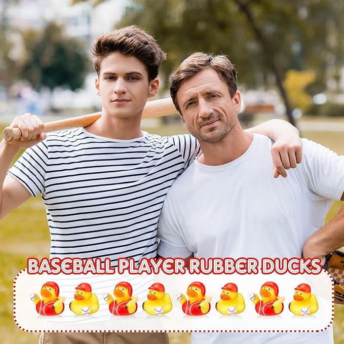 Deekin 48 Pcs Rubber Duck 2 Inch Bulk Sport Party Favors for Birthday Party Decorations Club Player Gift (Baseball Player)