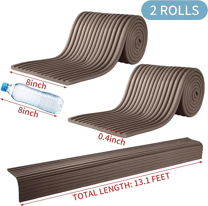 MABOZOO 8'' Extra Wide Seat Edge Cushion, 13.1 FT Length Foam Fireplace Cushion Soft Hearth Guard Bumper Pad Child Proof Padding Hearth Pad Edge Protector, Fireplace Baby Proofing for Baby (Walnut)