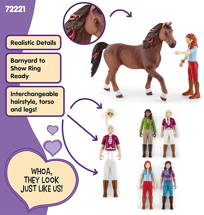 Schleich Horse Club - Complete 40PC Horse Club Rider Playset - Hannah, Sofia, Lisa and Sarah Poseable Rider Figures with Horses and Riding Accessories - Equestrian Toy Set for Kids Ages 5+ | 72221