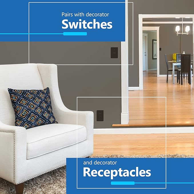 LIDER Matte Finish Decorator Switch Cover, Screwless Wall Plate, Mid-Size 1-Gang 4.88" x 3.11", Unbreakable Polycarbonate Thermoplastic, UL Listed, LSWP-31M-BR10P, Brown, 10 pack