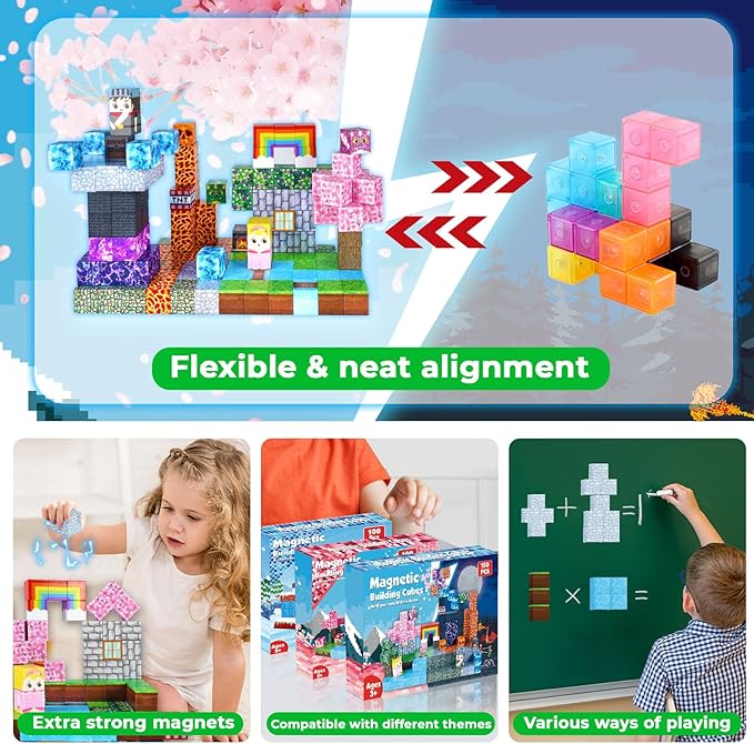 Magnetic Blocks - 150 PCS Build Dark Swordsman's Forest Castle - Magnetic Toys for Montessori Toddler Christmas Birthday Gifts - STEM Sensory Toys for 3 4 5 6 7 8 9 10 Year Old Boys & Girls