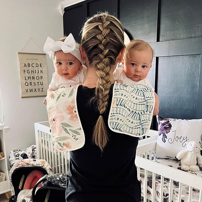 Crane Baby Cotton Muslin Burp Cloths Set of 3, Absorbent Floral Baby Burp Cloths, Newborn Essentials, Registry Must-Haves Pink Floral Burp Cloth