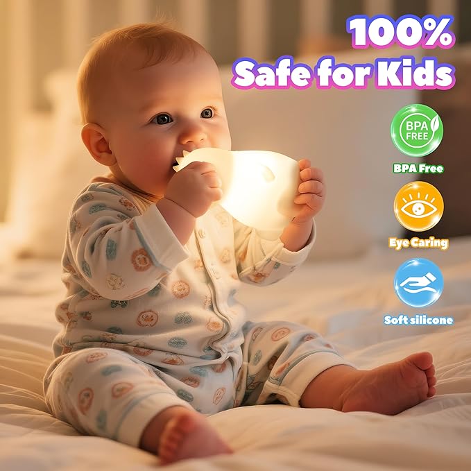 Night Light for Kids, Rechargeable Dimmable Silicone LED Nightlight with 7 Colors, Baby Nursery Night Lamp, Touch Squishy Lamp, Cute Gifts for Girls, Boys, Toddler Room Decor, Dinosaur
