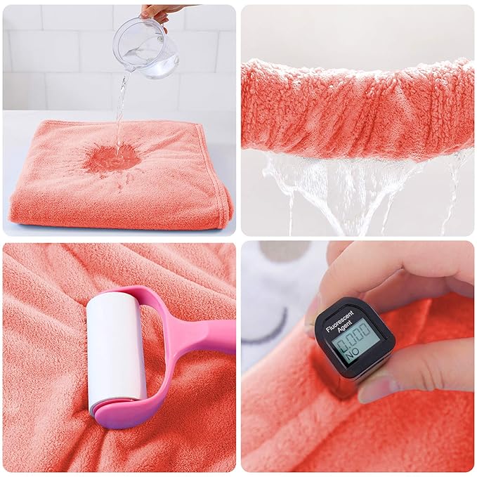 ROMASA Baby Bath Towel Hooded Ultra Soft Towel Highly Absorbent Bathrobe Blanket Toddlers Shower Gifts for Boys Girls- 27.5" x 55" (Pink)