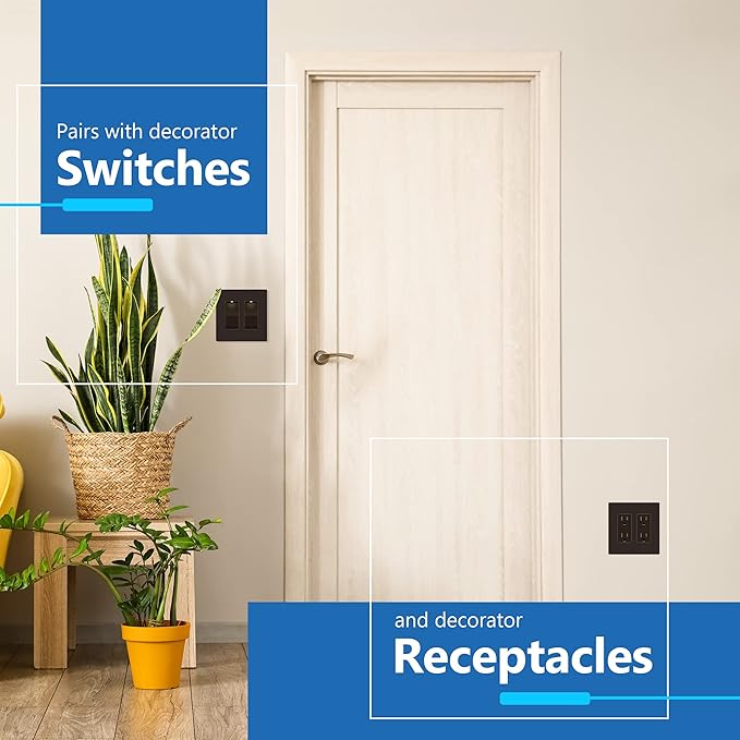 LIDER Matte Finish Decorator Switch Cover, Screwless Wall Plate, Mid-Size 2-Gang 4.88" x 4.92", Unbreakable Polycarbonate Thermoplastic, UL Listed, LSWP-32M-BR, Brown