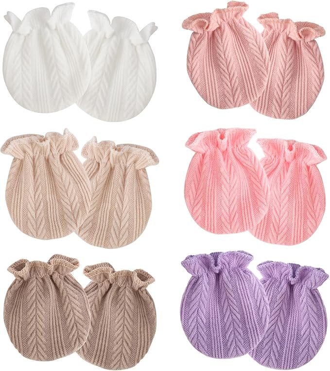 Newborn Baby Mittens No Scratch Cotton Elastic Wrist Gloves Infant Toddler Mittens for Baby Boy Girl 0-6 Months