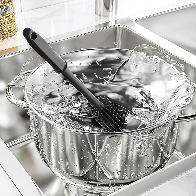 Long Silicone Bottle Cleaning Brush | 2 Pack| 16”+13”Water Bottle Brush Cleaner Brush for Hydro Flask,Glassware,Vacuum Sports Bottle&Vases,Silicone Water Bottle Cleaner Brush for Narrow Neck