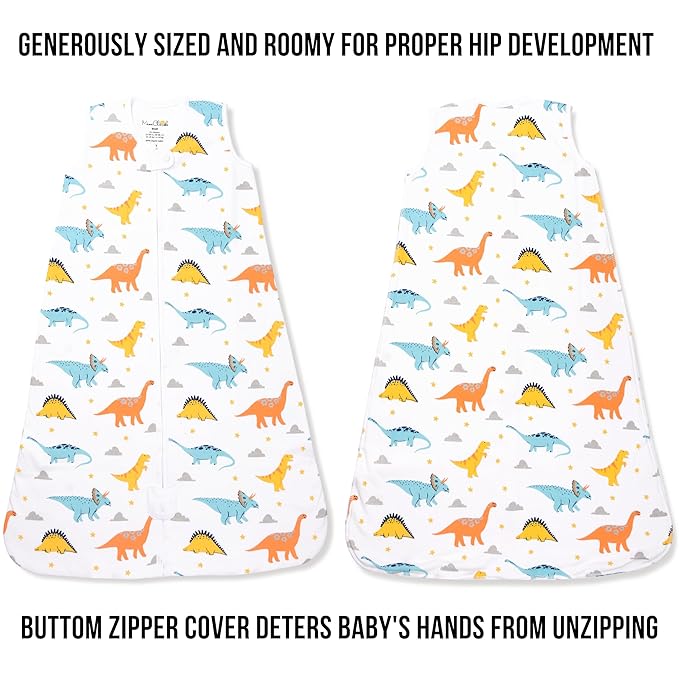 Baby Sleep Sack 1.0 TOG, Organic Cotton Baby Wearable Blanket with Two-Way Zipper, Swaddle Transition Baby Sleeping Bag, All-Season Sleep Sack for Newborn Infant Toddler Boy Girl, 24-48 Months, 1-Pack