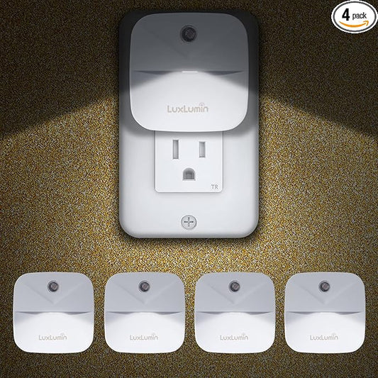 LED Night Lights Plug into Wall with Smart Dusk-to-Dawn Sensor, Automatically Turn on and Off,Night Light for Kids,Bedroom,Bathroom,Stairs,White, 4 Packs