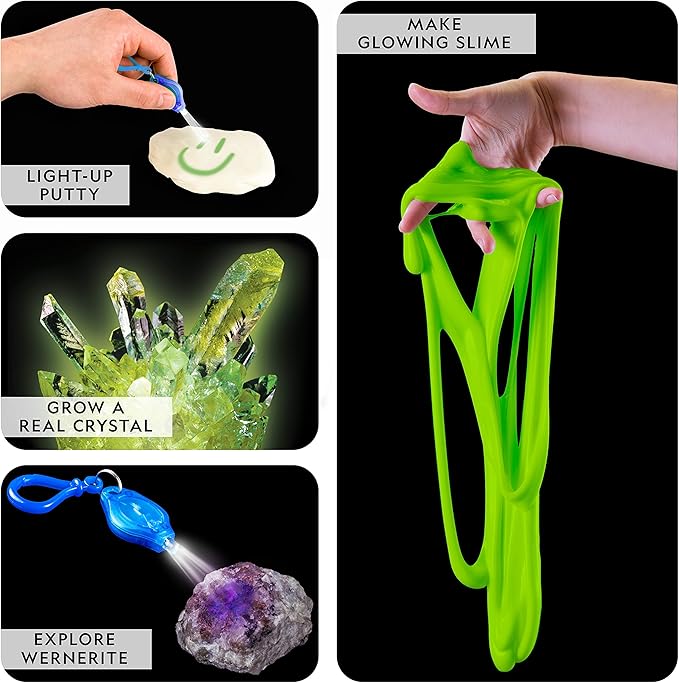 NATIONAL GEOGRAPHIC Mega Science Kit - Glow in The Dark Lab with Crystal Growing Kit, Slime Making, Glowing Putty, and More Science Experiments, Slime Kit for Boys and Girls (Amazon Exclusive)