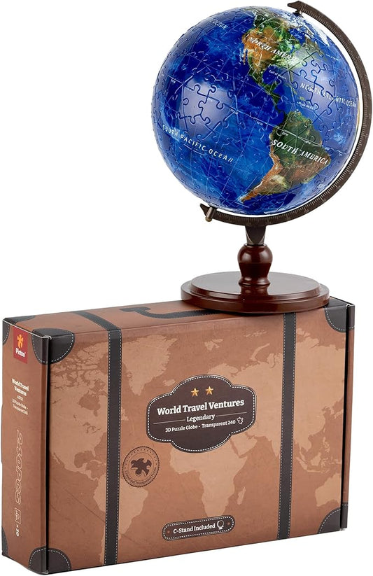 Pintoo 3-D Puzzle Globe Legendary Small 6" Earth Globe Decor with 240 Curved & Translucent Puzzle Pieces - Globes of The World for Unisex Adults, Explorers, Business, Home Decoration [A3752]