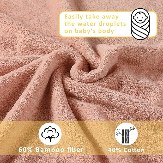 6 Pack Hooded Baby Towels - 32x32 in Ultra Soft Baby Bath Towels, Newborn Baby Essentials, Premium Absorbentand Hypoallergenic Towels for Toddler Baby Boy and Girl