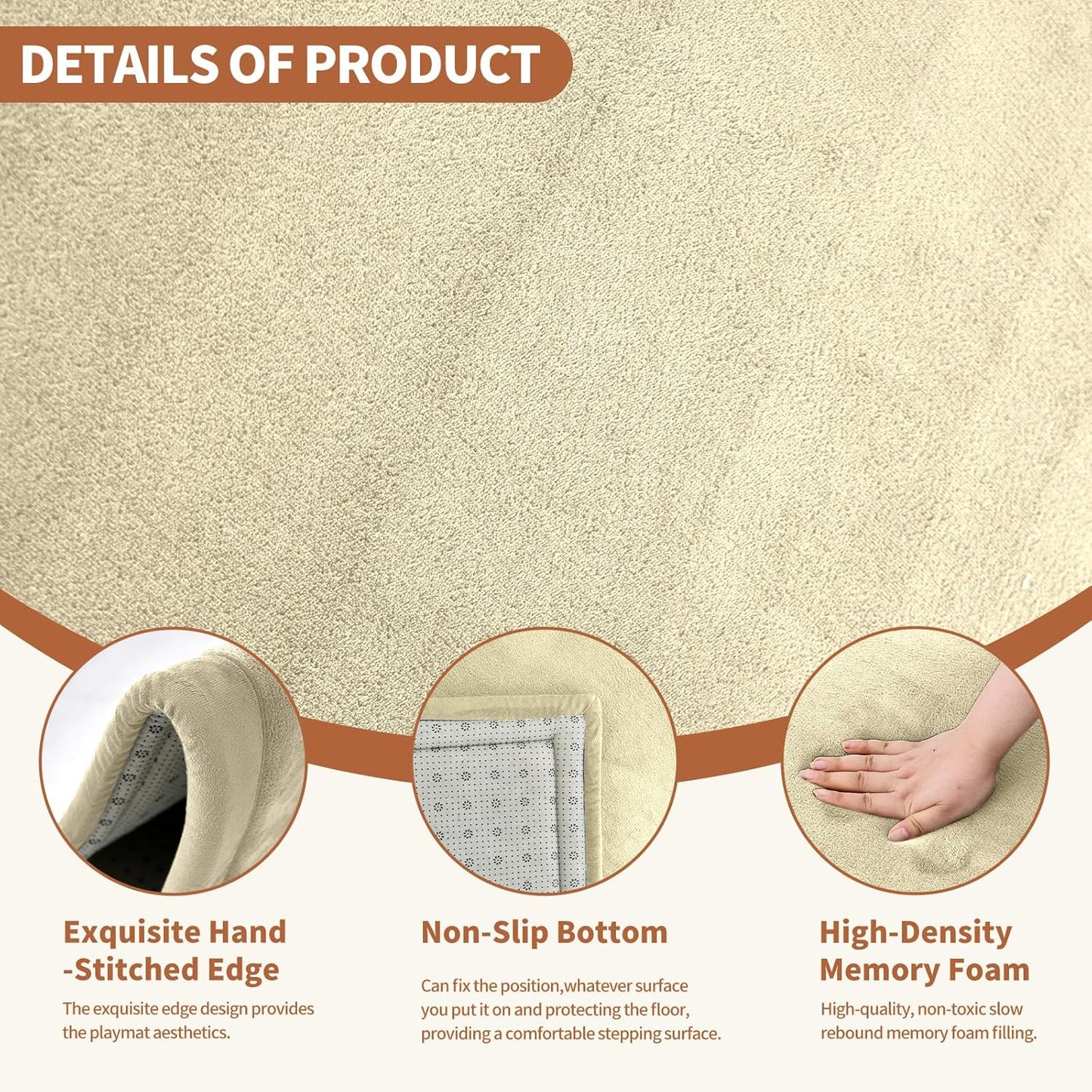 Baby Play Mat for Floor - 1.4" Thick Memory Foam Rug, 80"x80" Playpen Tummy Time Mat, Soft Velvet Nursery Rug, Large Padded Crawling Mat, Cushioned Pads for Playroom Toddlers, Infants, Yoga, Tatami