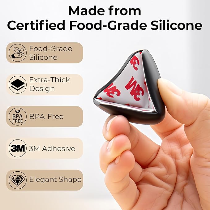 Baby Proofing Corner Protector Baby 12 Pack Black – Food Grade Silicone Table Corner Protectors – L Shaped Furniture Edge Guards with Strong 3M Adhesive – Safe Non Choking Size for Kids and Toddlers