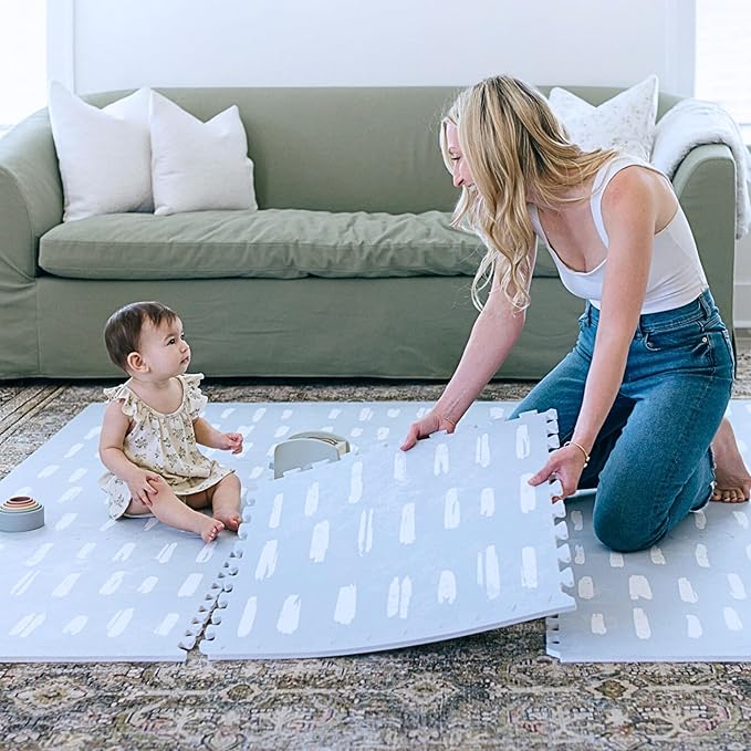 Baby Play Mat for Floor - Shoreline (4x6ft) - Premium EVA Foam Play Mat for Babies & Toddlers (Ages 0-5+) Non-Toxic Playmat for Tummy Time, Crawling & Playroom - Stylish & Comfortable