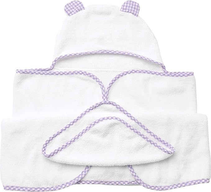 Channing & Yates Premium Boutique Baby Towels for Girls - Hooded Girl Towel & Washcloth Set - Organic Viscose Made from Bamboo Baby Towels with Hood - Baby Girl Bath Towels (Purple)