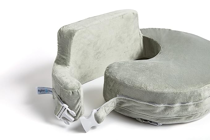 My Brest Friend Super Deluxe Nursing Pillow - Enhanced Comfort & Ergonomic Breastfeeding Pillow for Ultimate Support For Mom & Baby - Adjustable and with Handy Side Pocket, Platinum