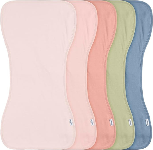 Gerber Baby Unisex Burp Cloths 5-Pack, Pink Blue, Size 10.5" x 21"