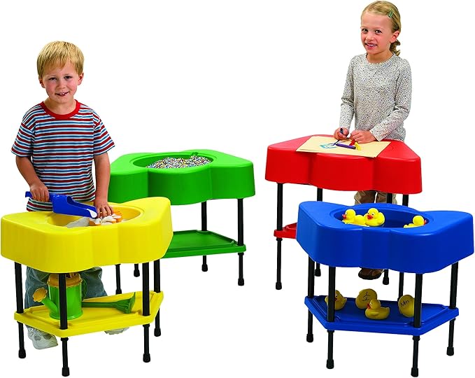 Children's Factory AFB5100PR Toddler Sensory Table with Lid, Adjustable Height Sand & Water Indoor/Outdoor Play Equipment for Kids Playroom/Homeschool/Classroom, Red