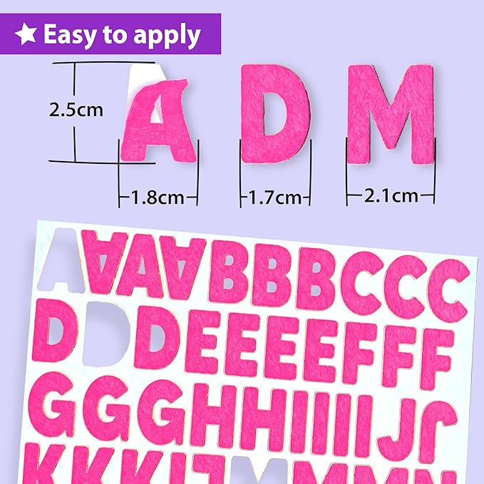 KRAFUN Felt Sticker Kit for Beginner Young Girls and Kids Arts & Crafts, Pack of 500+ Assorted Scrapbook Stickers Alphabets, Numbers, Fun Shapes, Preschool, Children Early Learning, self Adhesive