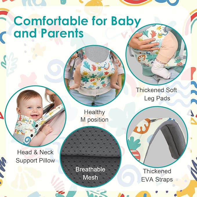 Infant Baby Front Carrier, Toddler Body Carrier, 7-66 Lbs Ergonomic Design, Lumbar Support, Lightweight Baby Chest Carriers (3-36 Months)