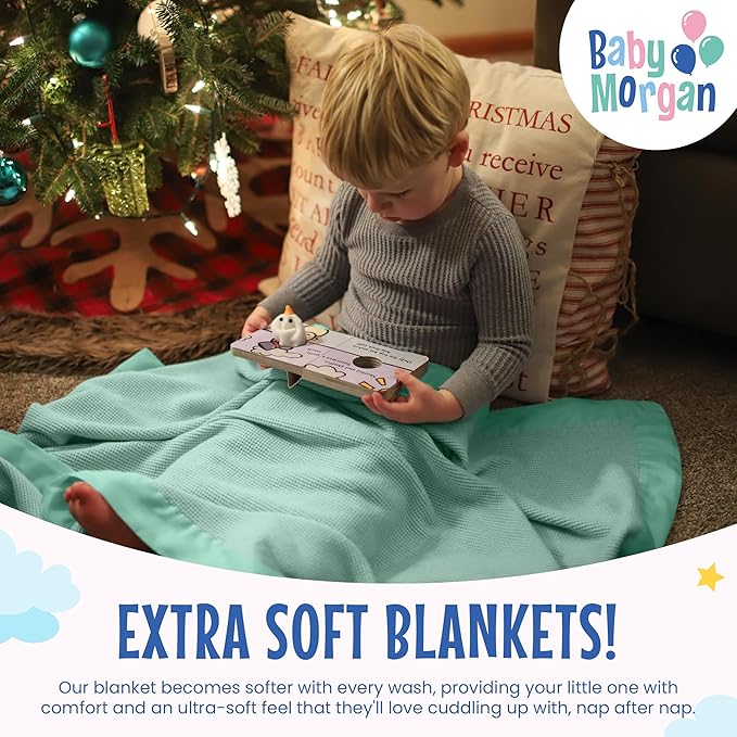 Blankets - Thermal Waffle Warm Baby Blanket for Crib - Soft and Cozy Baby Crib Blanket for Nursery, Stroller, or Naptime Comfort - Ideal Shower Gift - Mint Green, Nylon Trim (36" x 50")