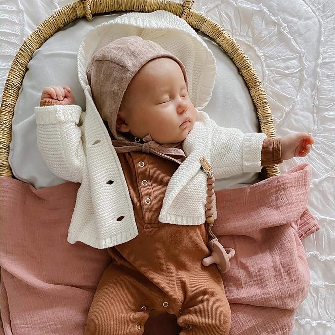 Ely's & Co. Cotton Muslin Swaddle Blanket 2-Pack for Baby Boy or Girl — 100% Cotton Muslin Extra-Large Swaddle Blankets (47” x 47”) Solid Dusty Rose │ Dusty Rose Raindrops