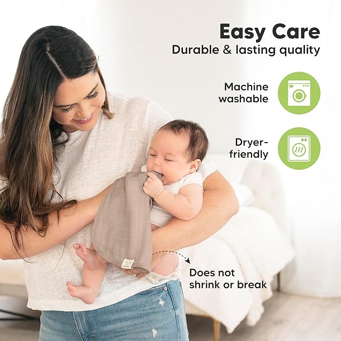 5-Pack Muslin Burp Cloths Baby Boy, Girl - Very Absorbent Baby Burp Cloth Rags, 8-Layers Viscose Derived from Bamboo Cotton Muslin Towel, Super Soft Spit Up Rags, No Shrink Washcloths (Mauve)