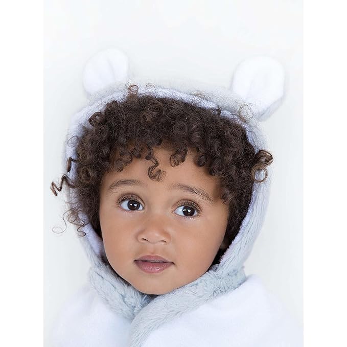 Little Giraffe Luxe Baby Towel with Ears, 24" x 41", Silver