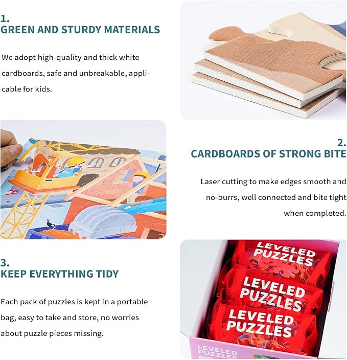 TOI Leveled Puzzles for Kids Aged 4 and Up, Toddler Puzzle Preschool Learning Jigsaw Puzzles, Large Pieces Educational Game for Boys Girls, Classic Education Step 5