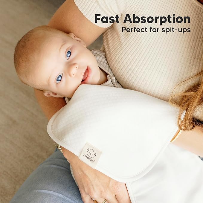 KeaBabies 5-Pack Organic Burp Cloths Baby Girl, Boy - Extra Large, Absorbent Baby Burp Cloths,Soft Burping Cloths for Babies,Newborn Burp Clothes,Cotton Burp Rags,Thick Burp Cloth(Soft White/Quin)