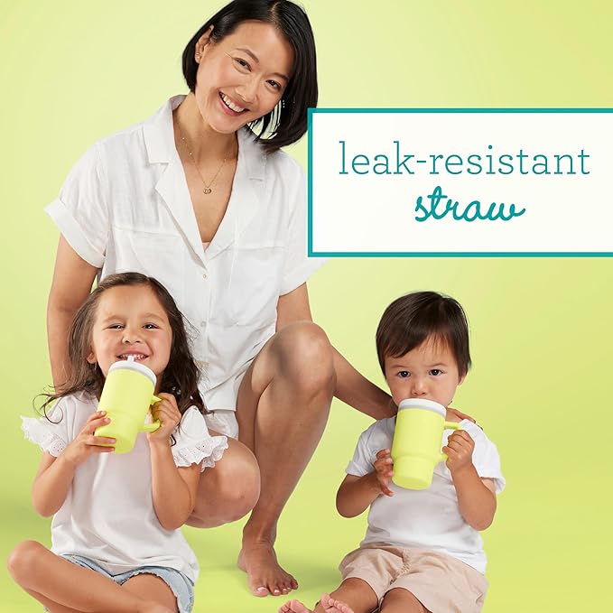 Infantino My 1st Tumbler, Silicone Sippy Cup with Straw & Handle, Spill-Resistant Baby Cup for On-the-Go, BPA-Free Transition Bottle, Citrus