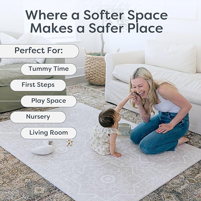 Baby Play Mat for Floor - Layla (4x6ft) - Premium EVA Foam Play Mat for Babies & Toddlers (Ages 0-5+) - Non-Toxic Playmat for Tummy Time, Crawling & Playroom - Stylish & Comfortable