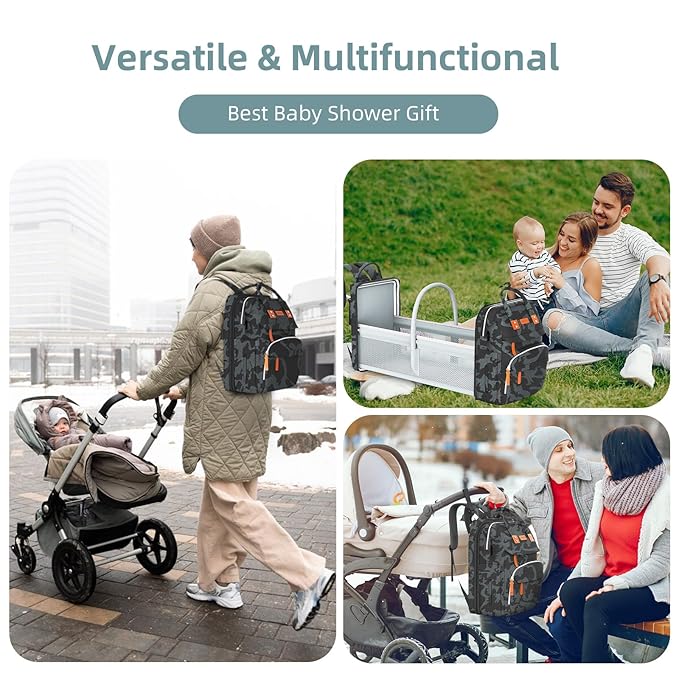 Diaper Bag Backpack with Changing Station, Large Diaper Bag, Multifunctional Diaper Bag, Baby Bag, Camo