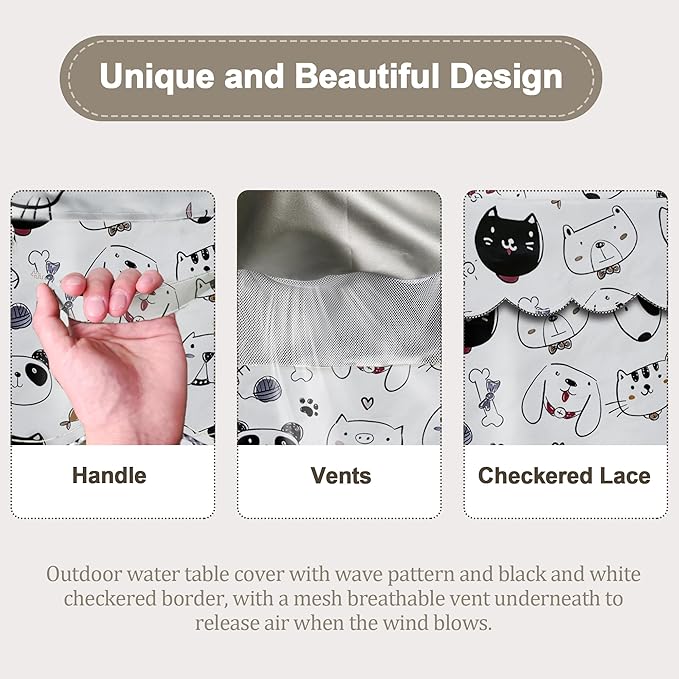 Kids Water Table Cover Fit Little Tikes Fish 'n Splash Water Table, Waterproof Dust Proof Outdoor Toys -Cover only,34"Dx20"H (Pets)