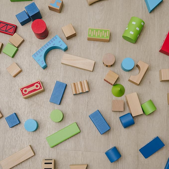 Discovery™ Wood Castle Blocks 80-Piece [Amazon Exclusive] Natural Wooden Building & Stacking Set, Imagination & Creativity Kids Activity Kit, Preschool Toddler Child Safe, Learning Playset Toy