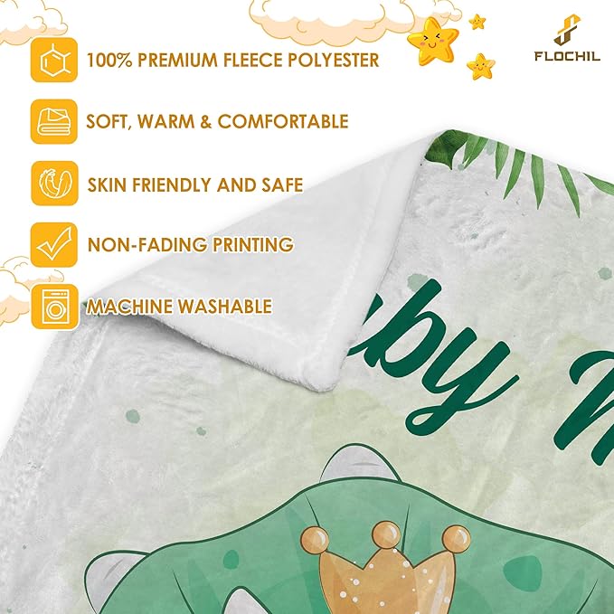 FLOCHIL Personalized Baby Blankets, Custom Baby Blanket - Baby Blanket with Name for Boys, Best Gift for Baby, Newborn Elephants Flush Fleece (30x40) (Dinosaur 3)