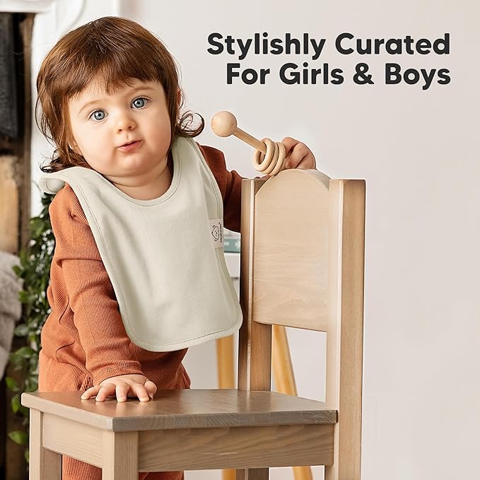 8-Pack Baby Bibs for Boys, Girls - Pullover Bibs for Drooling Teething Baby Girl & Boy Toddler, Newborn, Soft & Absorbent, Cute Colors, Large Torso Coverage Keep Infant Clean & Dry (Embrace)