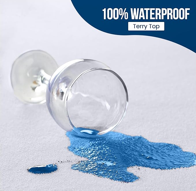 Utopia Bedding Waterproof Mattress Protector RV King Size, Premium Terry Mattress Cover 200 GSM, Breathable, Fitted Style with Stretchable Pockets (White)