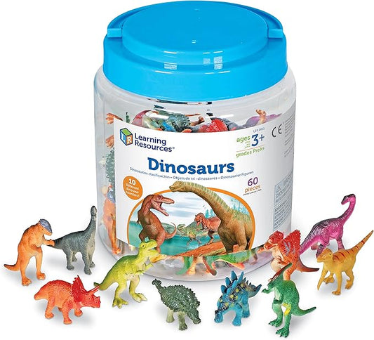 Learning Resources Dinosaur Counters - 60 Pieces, Ages 3+ Dinosaur Toys, Dinosaurs for Toddlers, Dinosaurs Action Figure Toys, Kids' Play Dinosaur and Prehistoric Creature Figures
