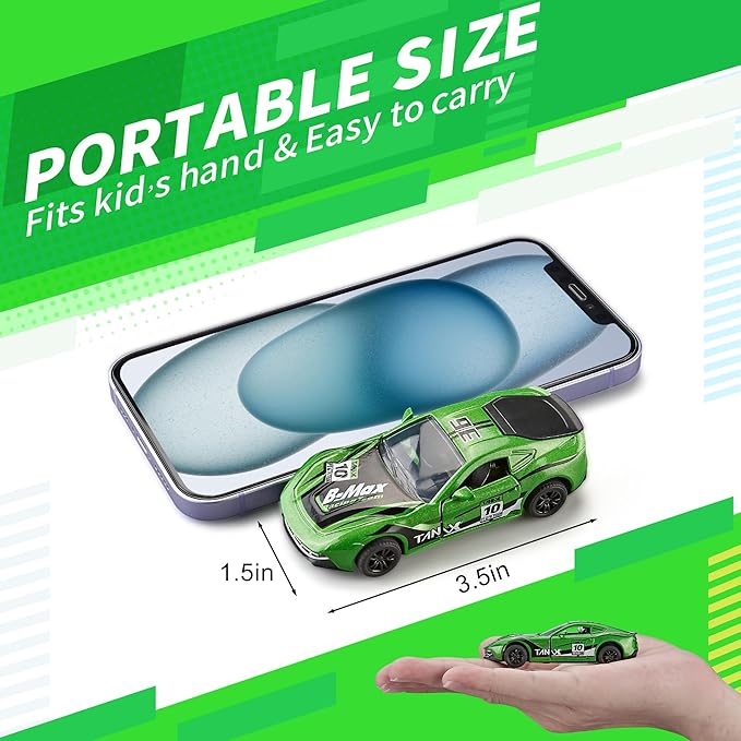 KIDAMI Pull Back Cars for Kids, Mini Vehicles with Door Openable, Die Cast Metal Toy Cars Pack Playset for Boys Girls Toddlers