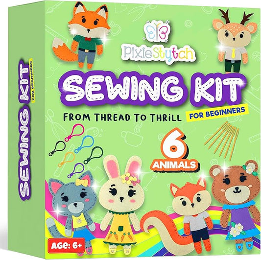 Sewing Kit for Kids - Sew & Create 6 Adorable Stuffed Animal Projects - Fun DIY Craft Set for Ages 6 and up - Educational & Creative Sewing Kit for Girls & Boys - Gift for Young Crafters