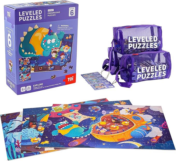 TOI Leveled Puzzles for Kids Aged 5 and Up, Toddler Puzzle Preschool Learning Jigsaw Puzzles, Large Pieces Educational Game for Boys Girls, Classic Education Step 6